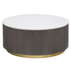 Jason Round White Marble Top Coffee Table Charcoal