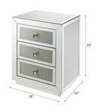 Noralie - 18" X 14" Accent Table - Mirrored & Faux Diamonds