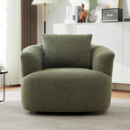 360° Swivel Barrel Sofa Chair With Throw Pillow, Upholstered Accent Chair