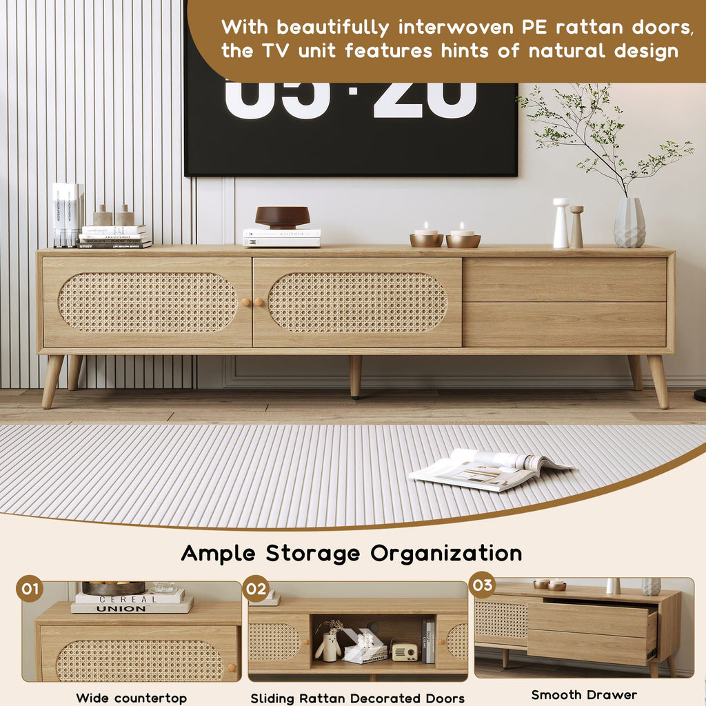 TV Stand For TVs Up To 80", Media Console, Cabinet - Natural