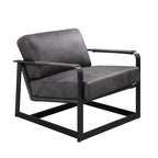 Locnos - Accent Chair - Gray Top Grain Leather & Black