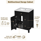 Elegant Bathroom Vanity With Ceramic Sink, Soft Close Doors And Drawers, Double Storage Racks