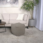 Amuleto - Hand Loomed Cotton Pouf - Dark Gray / Brown