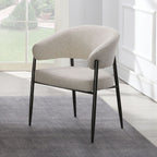 Jirina - Chenille Arm Chair With Metal Legs (Set of 2) - Beige & Black