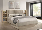 Arielle Eastern King Bookcase Panel Storage Bed Light Oak