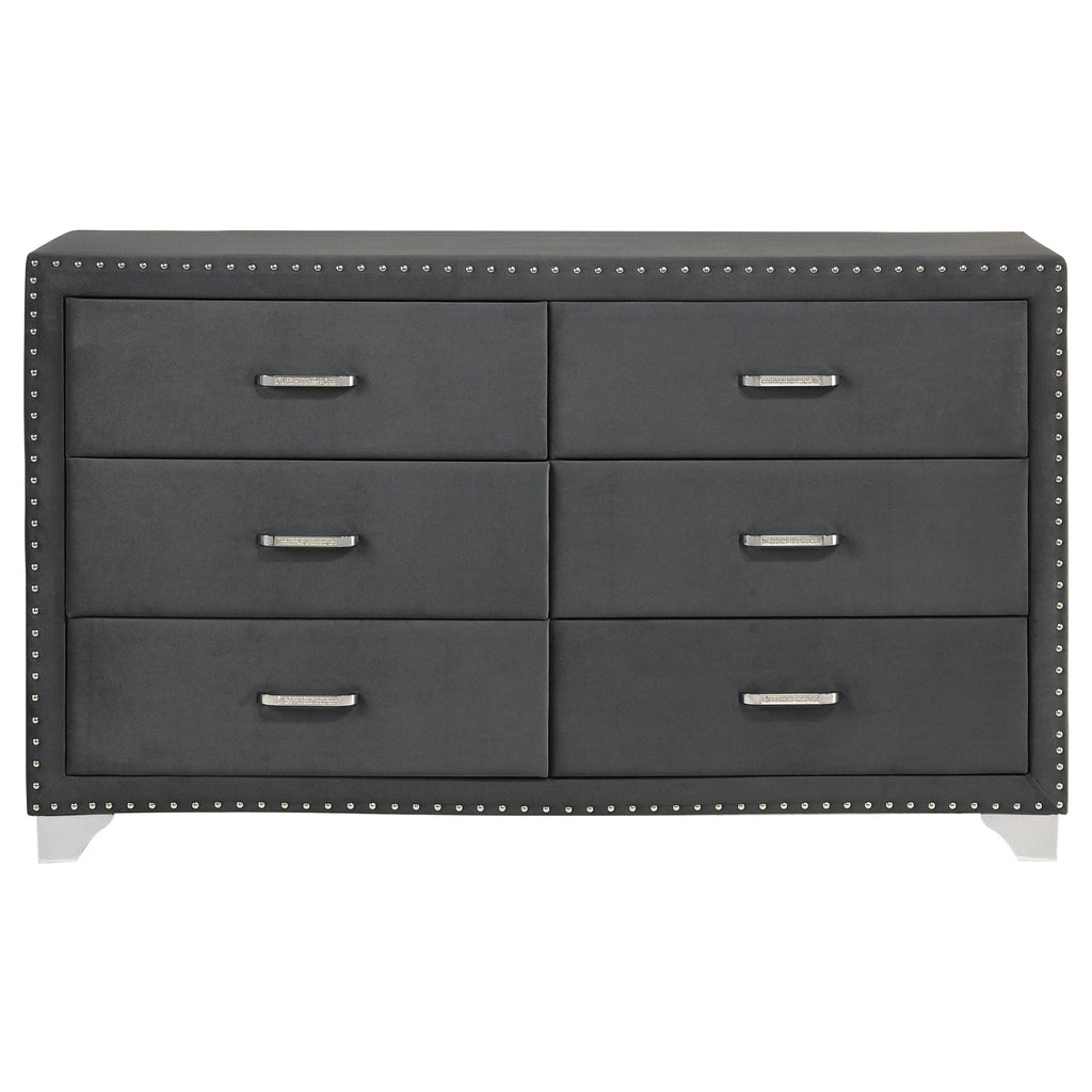 Melody 6-drawer Upholstered Dresser Grey