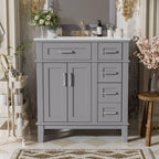 Modern Bathroom Vanity With Sink, Storage Cabinet, Soft Close Doors, Deep & Standard Drawers