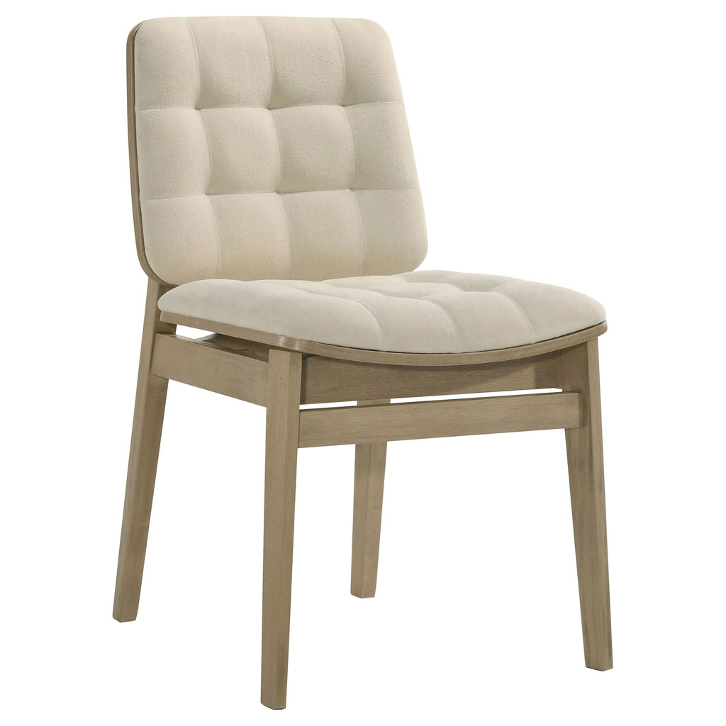 Redbridge Velvet Upholstered Side Chair Cream and Natural Oak (Set of 2)