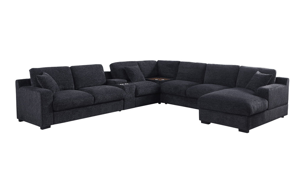 Celine - Fabric Corner Sectional Sofa With Right-Facing Chaise, Cupholders, And Charging Ports