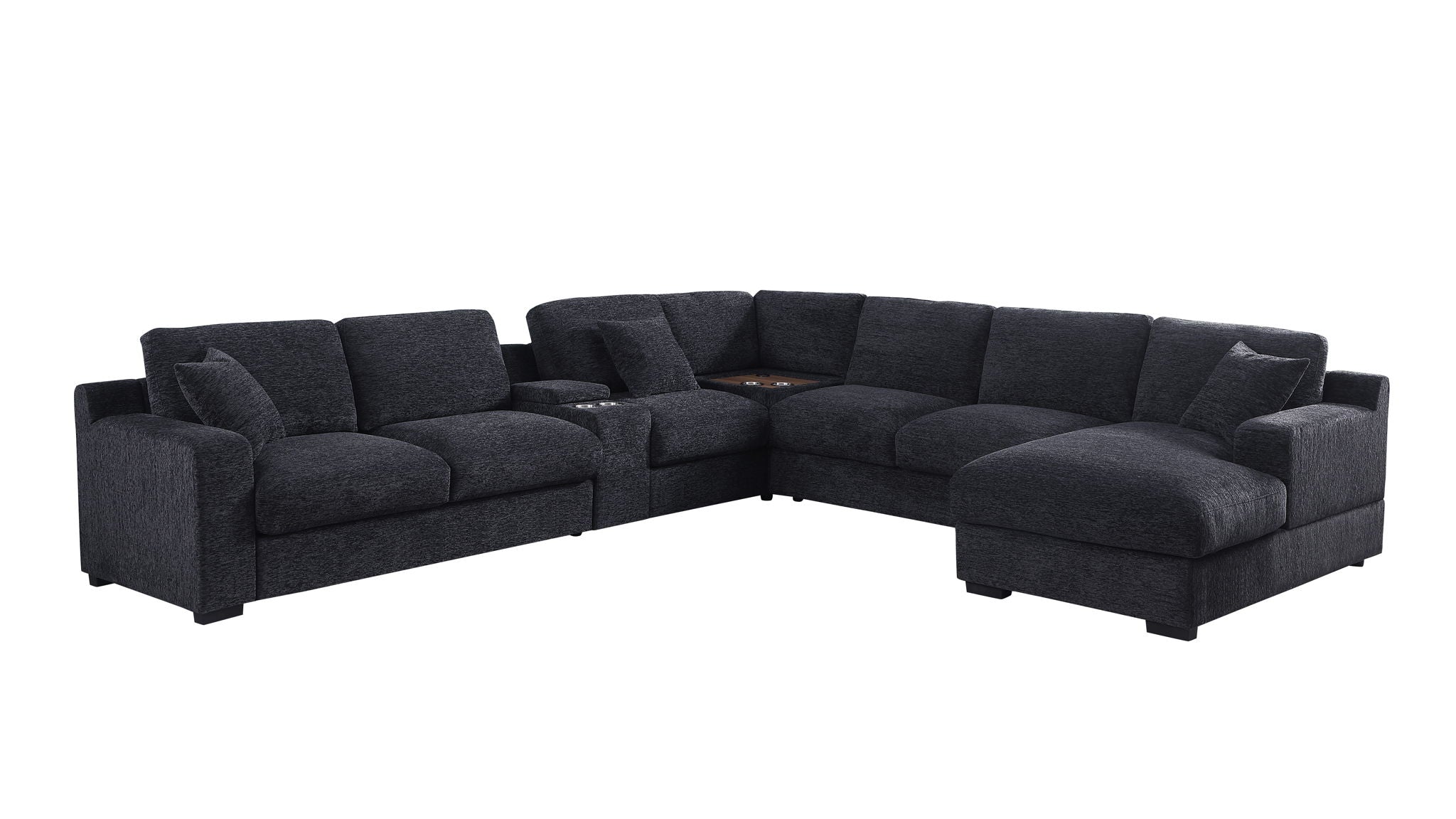 Celine - Fabric Corner Sectional Sofa With Right-Facing Chaise, Cupholders, And Charging Ports