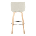 Toriano - Contemporary, Fixed Height Barstool Swivel & Round Footrest (Set of 2)
