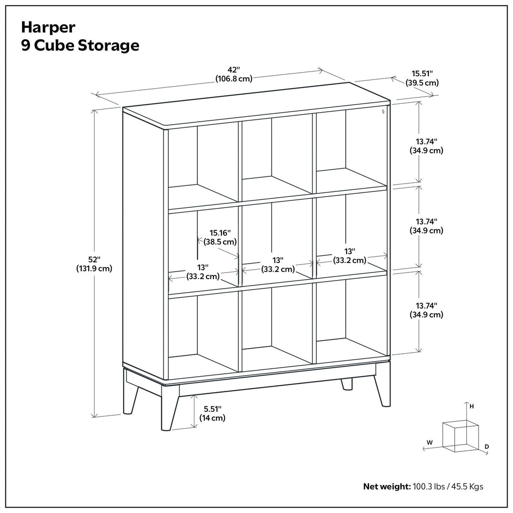 Harper - 9 Cube Storage - Walnut Brown