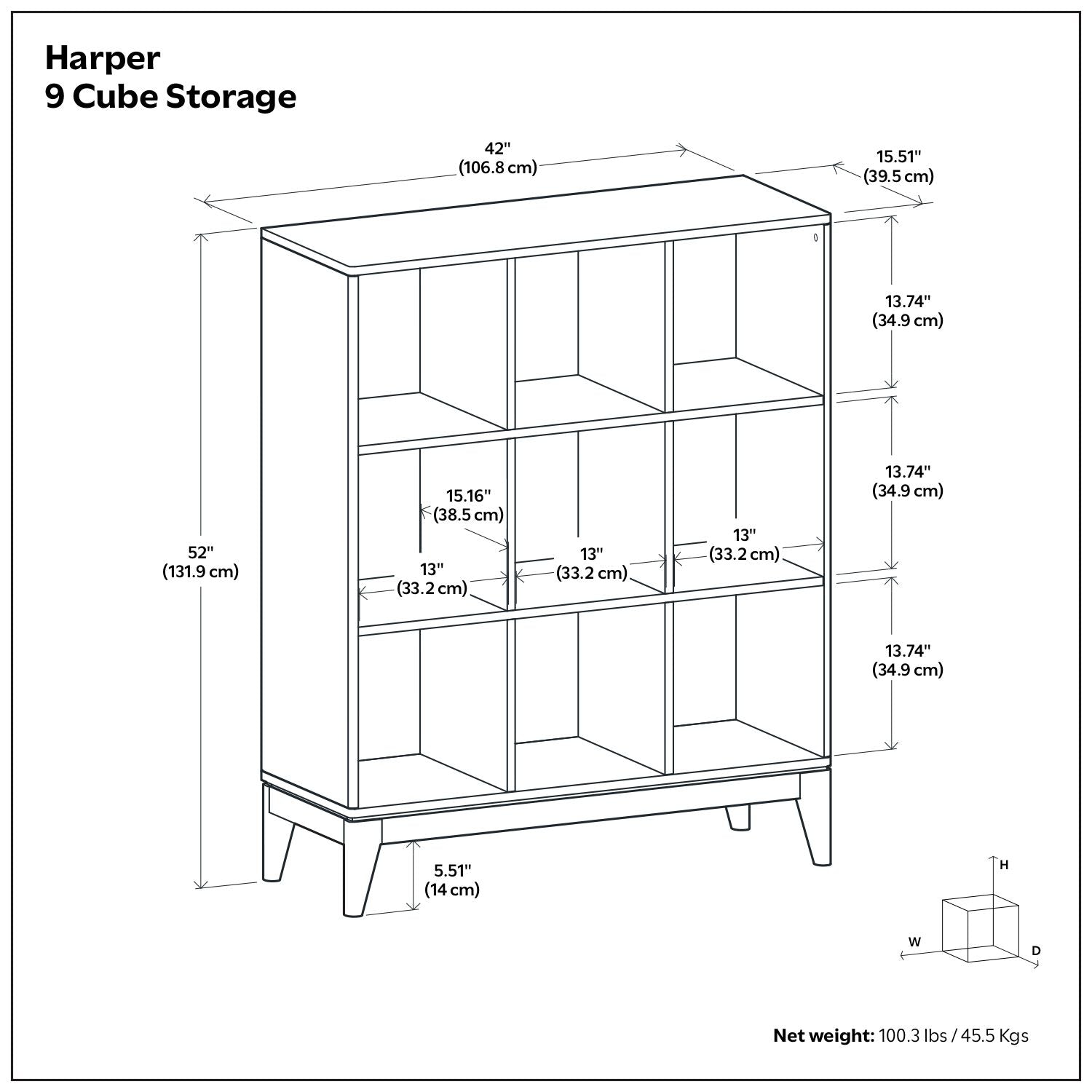 Harper - 9 Cube Storage - Walnut Brown