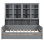 Daybed With Glass Door Storage Cabinets, Built In LED Lighting And Shelves