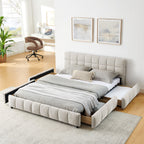 Modern Platform Bed Frame With Thick Fabric