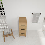 Slim Freestanding Bathroom Storage Cabinet, 3 Drawers - Light Oak
