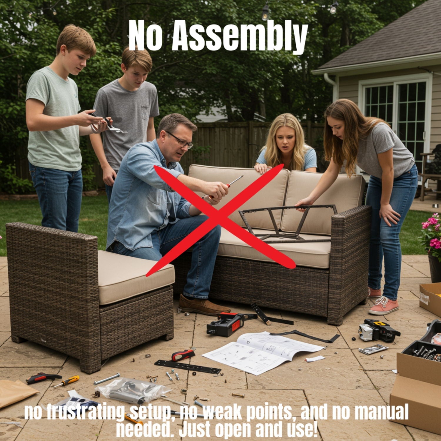 Modern Rattan Wicker Seating Group With Cushions