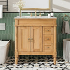 Modern Bathroom Vanity With Ceramic Sink, Soft Close Doors, Adjustable Shelves