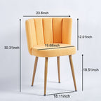 Modern Dining Chair (Set of 2) With Iron Tube Wood Color Legs, Shorthair Cushions And Comfortable Backrest, Suitable For Dining Room, Living Room, Cafe, Simple Structure