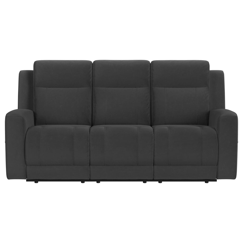 Brentwood 3-piece Upholstered Reclining Sofa Set Charcoal