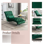 Chaise Lounge Indoor, Button Tufted Upholstered Chaise Lounge Chair With Pillow