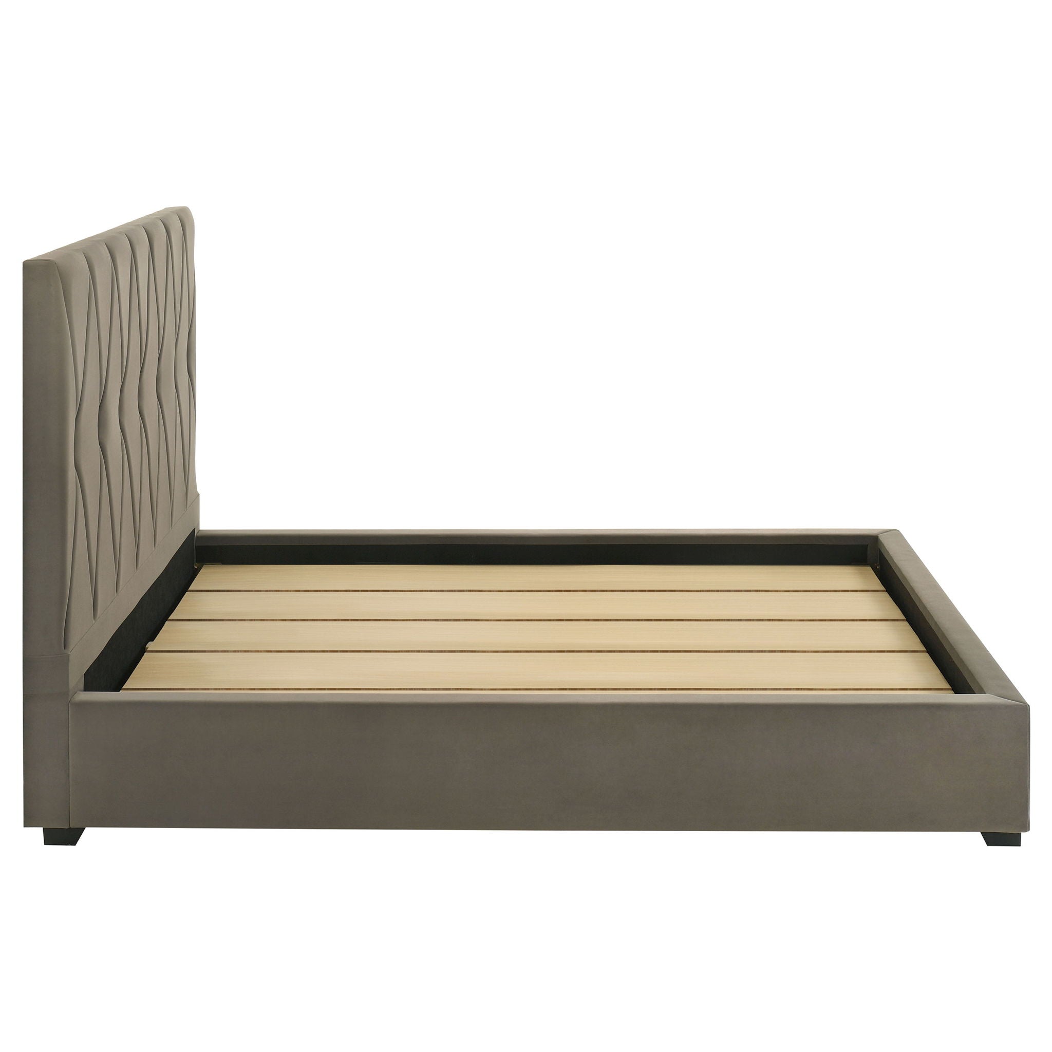 Delsea Upholstered Queen Panel Platform Bed Light Brown