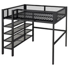 Loft Bed With 4 Tier Shelves And Storage
