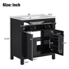 Bathroom Vanity With Ceramic Sink, Modern Single Bathroom Cabinet With 2 Doors And A Shelf, Soft Close Doors