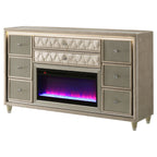 Lorient 8-drawer LED Bedroom Flame Box Dresser Ivory Camel