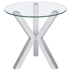 Kenzie 2-piece Round Coffee and End Table Set Chrome