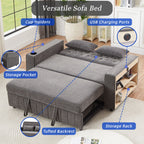 Pull-Out Sofa Bed Convertible Couch With Adjustable Backrest For Living Room