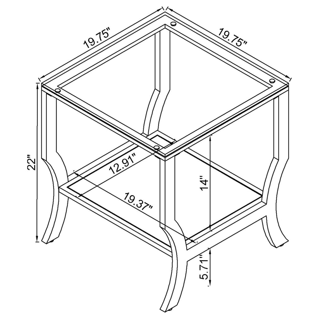 Saide 3-piece Glass Top Coffee and End Table Set Chrome