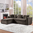 Modern L Shaped Sectional Sofa With Upholstery And Wooden Storage