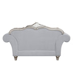 Pelumi - Loveseat With 5 Pillows - Light Gray Linen & Platinum