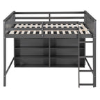 Loft Bed With 8 Open Storage Shelves And Built In Ladder