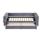 Upholstered Bed With Storage And Twin Trundle, USB Charging Ports