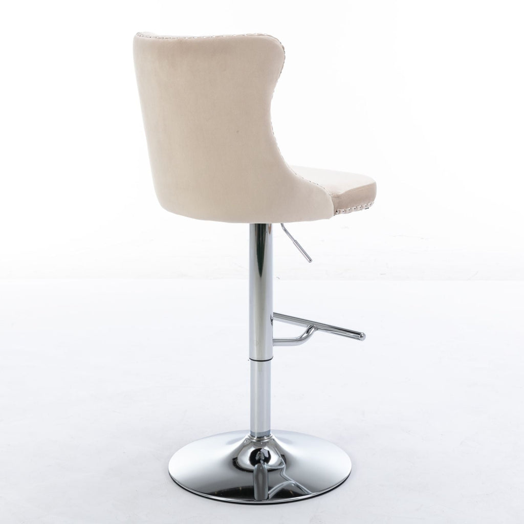 Swivel Barstools Adjusatble Seat Height From 25-33", Modern Upholstered Base Bar Stools With Backs Comfortable Tufted For Home Pub And Kitchen Island (Set of 2)