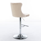 Swivel Barstools Adjusatble Seat Height From 25-33", Modern Upholstered Base Bar Stools With Backs Comfortable Tufted For Home Pub And Kitchen Island (Set of 2)