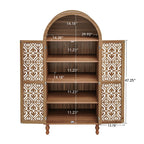 Tall Kitchen Pantry Cabinet With Hollow Carved Doors Adjustable Shelves Versatile Storage Cabinet For Kitchen - Walnut