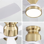 Flush Mount Ceiling Fan With LED Light 22W And Remote Control Blades / Body, DC Motor