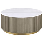 Jason 3-piece Round White Marble Coffee Table Set Greige