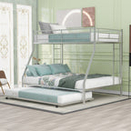 Bunk Bed With Steel Frame And Trundle, 2 Side Ladders