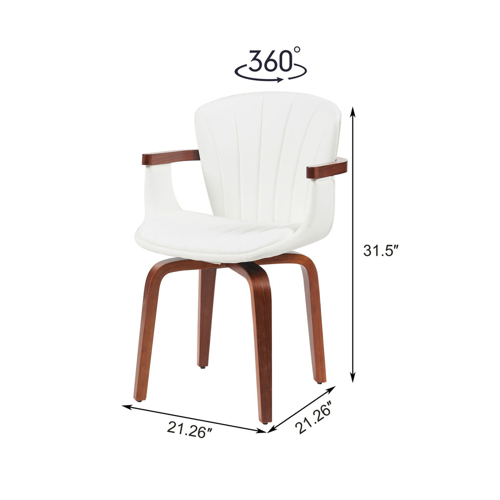 Bentwood Swivel Dining Chairs (Set of 2) - White / Walnut