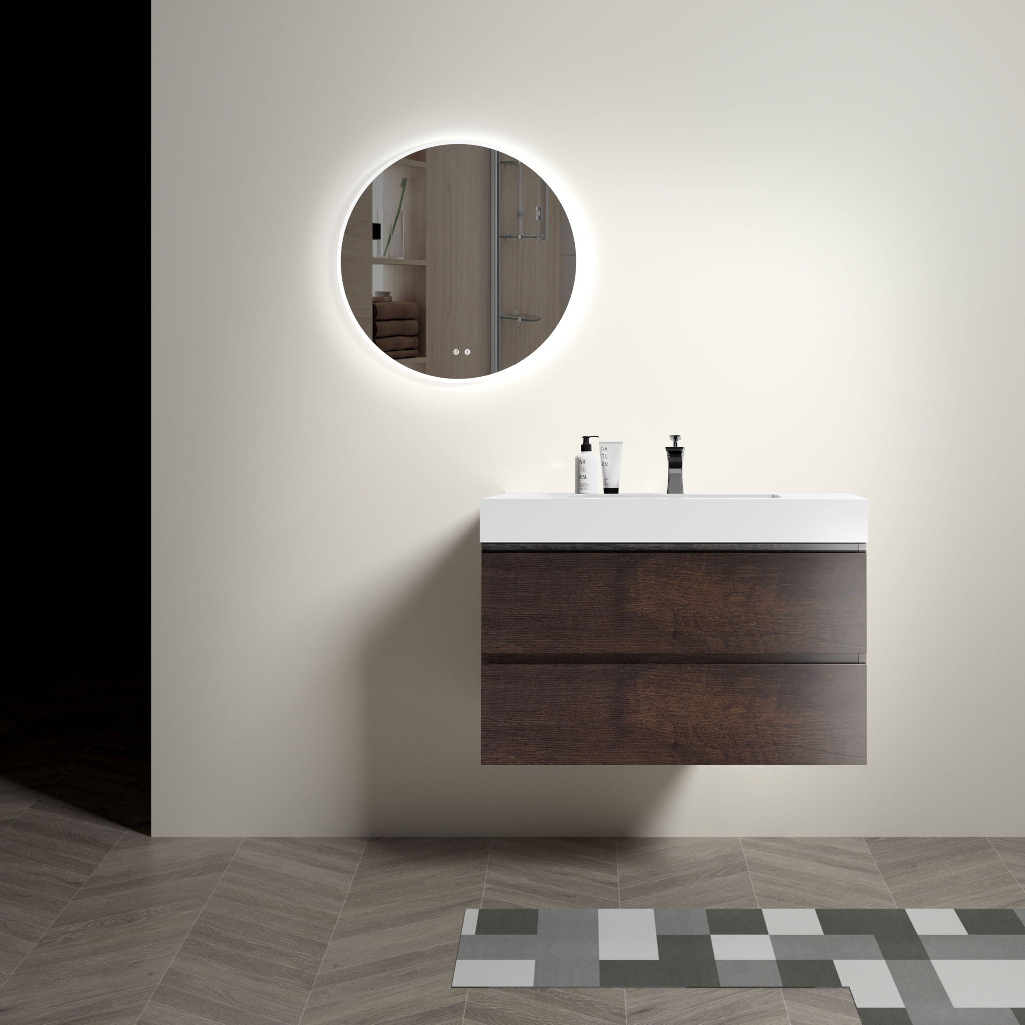 Alice - Bathroom Vanity Wall Mounted With Sink, Large Storage