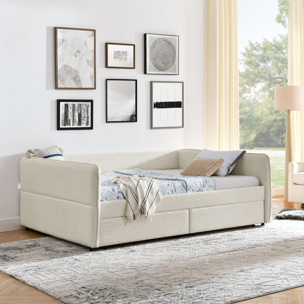 Upholstered Daybed & 2 Drawers