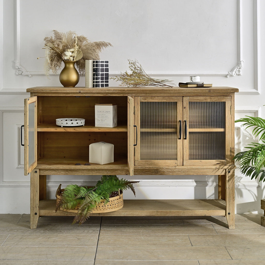 Rectangle Accent Sideboard Cabinet With Storage Shelf, Cabinet For Kitchen - Natural Wood