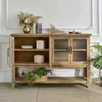 Rectangle Accent Sideboard Cabinet With Storage Shelf, Cabinet For Kitchen - Natural Wood