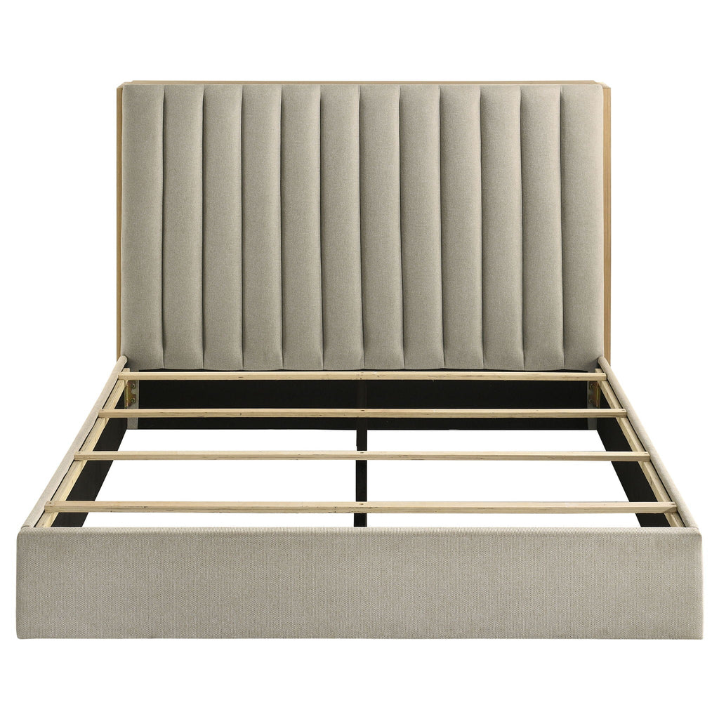 Arielle Queen Bookcase Panel Storage Bed Light Oak