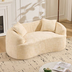 Curved 2 Person Compress Sofa With Armrests, Includes Pillows