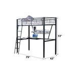 Senon - Twin Loft Bed With Desk - Silver & Black